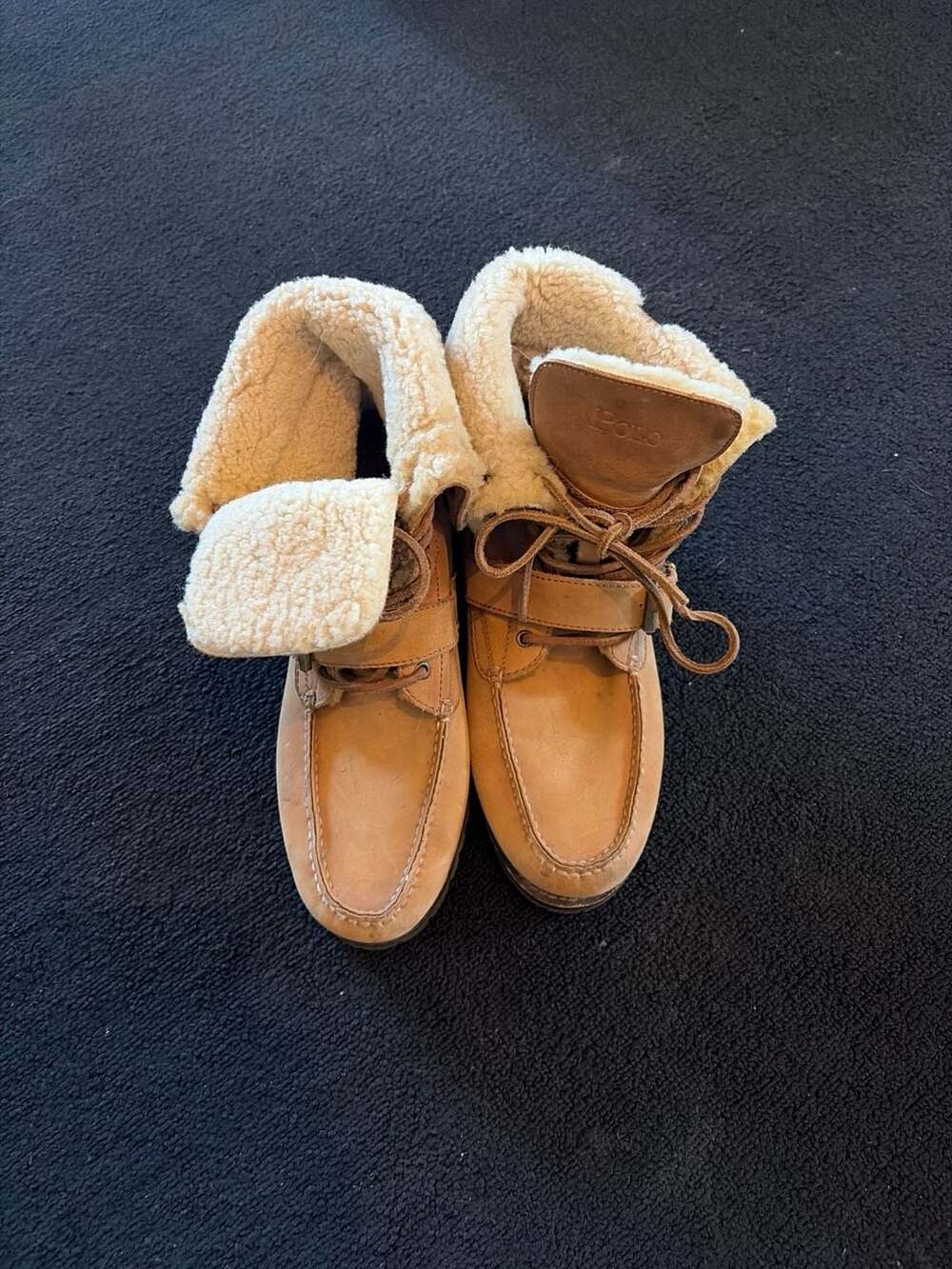 Polo Ralph Lauren Ranger Shearling Lined Leather Boots Tan 10D